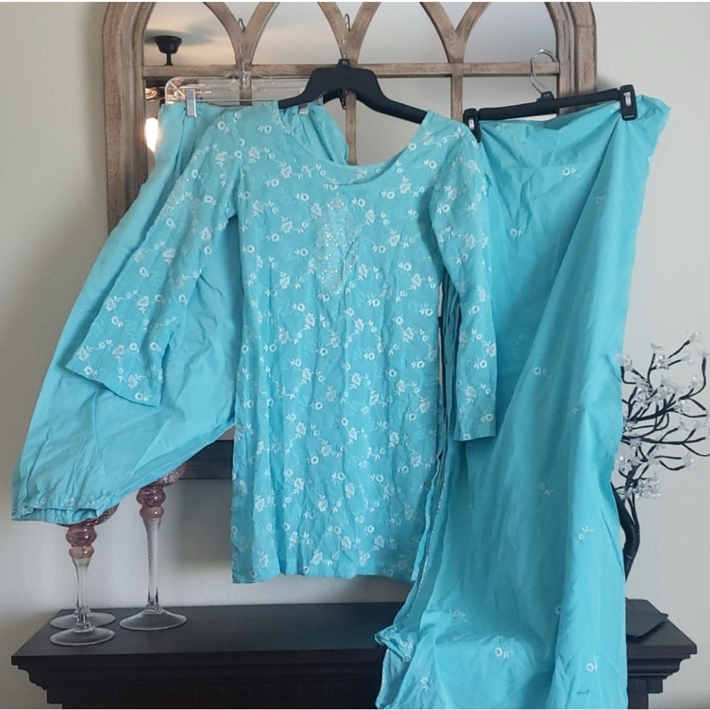 Light Blue Embroidered Kurta Set